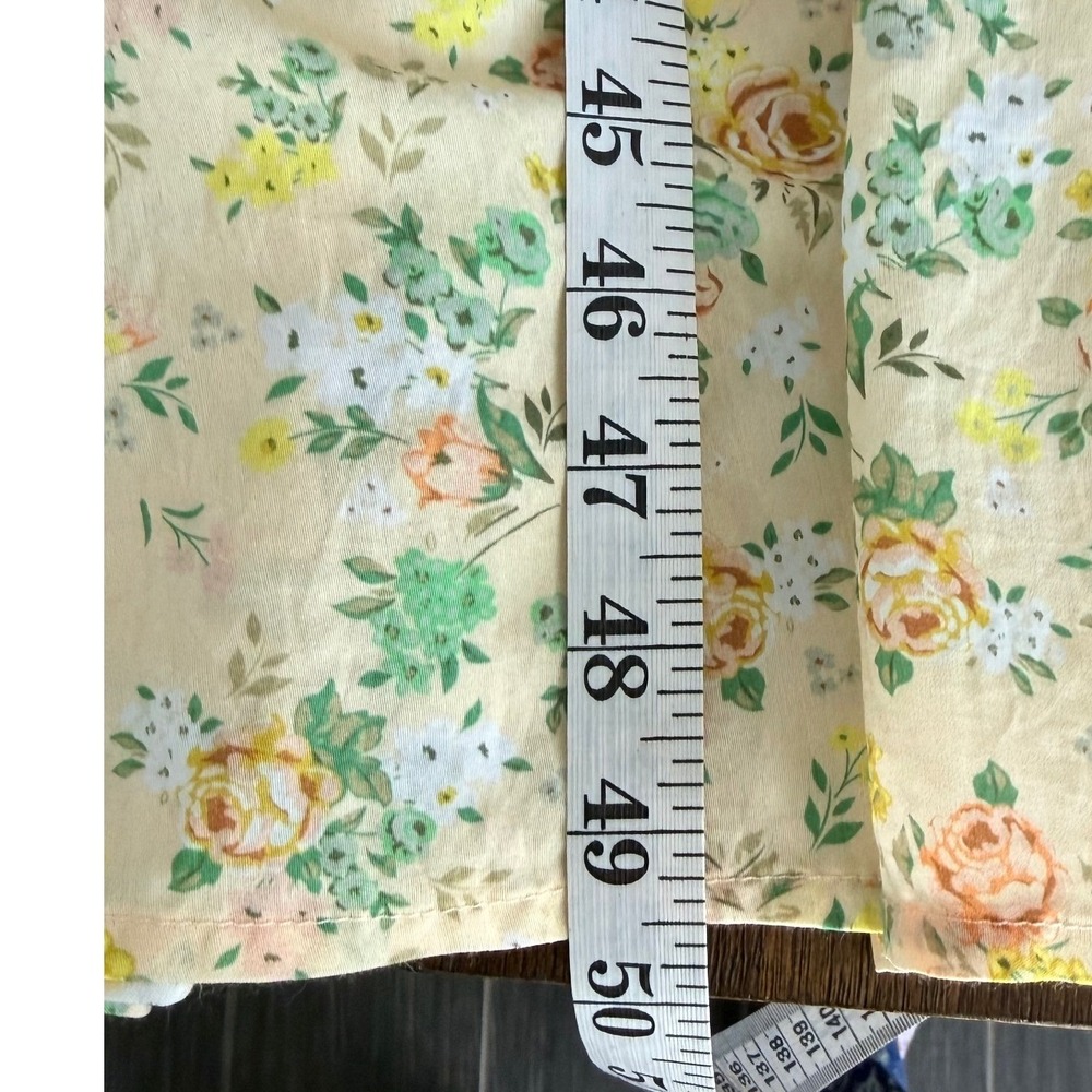 Lost + Wander Yellow Floral Lace Trim Tiered Midi Dress Cottagecore boho Size M - Picture 12 of 12